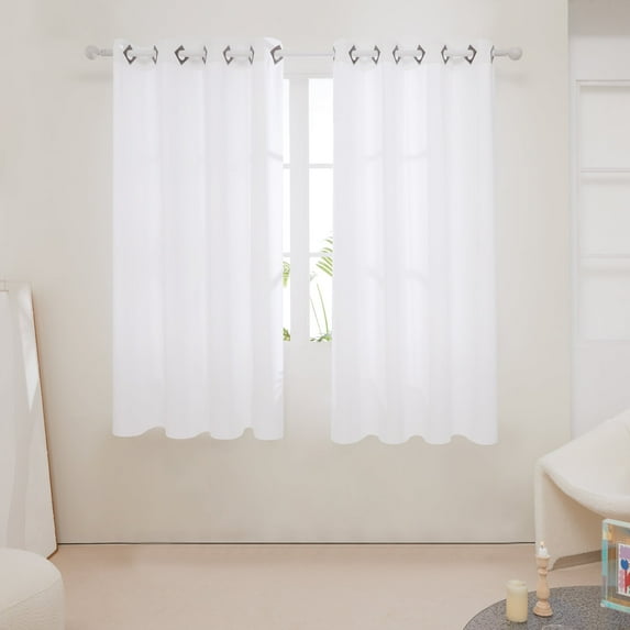 Deconovo Solid Grommet Blackout Curtains, Room Darkening for Bedroom, 52" x 63", Pure White, 2 Panels