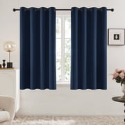 Deconovo Solid Grommet Blackout Room Darkening Curtains for Bedroom, 52" x 63", Navy Blue, 2 Panels, Adult