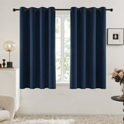 Deconovo Solid Grommet Blackout Curtains for Bedroom, 52" x 63", Navy Blue, 2 Panels, Adult