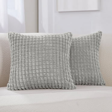 Deconovo Solid Soft Pillowcases Light Gray Throw Pillow Covers Decorative Cushion Covers for Couch 16 x 16 inch Light Gray Set of 2