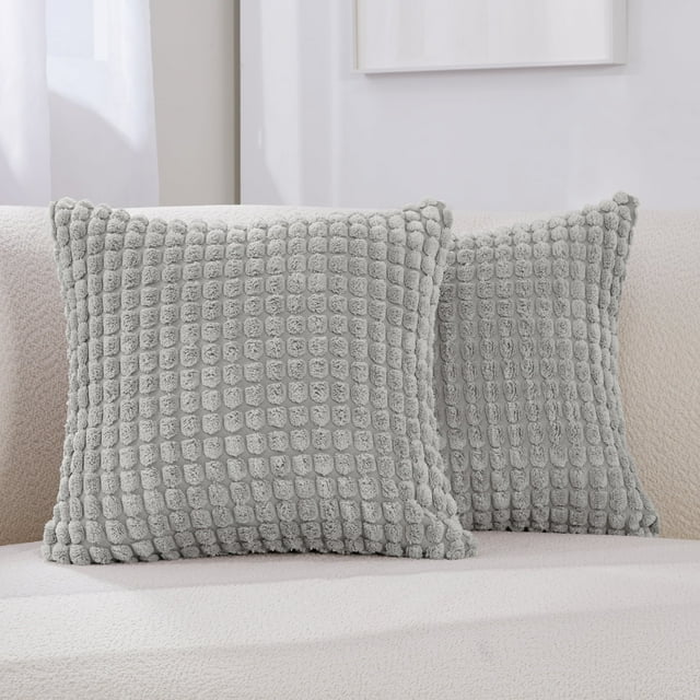 Deconovo Solid Soft Pillowcases Light Gray Throw Pillow Covers Decorative Cushion Covers for Couch 22 x 22 inch Light Gray Set of 2