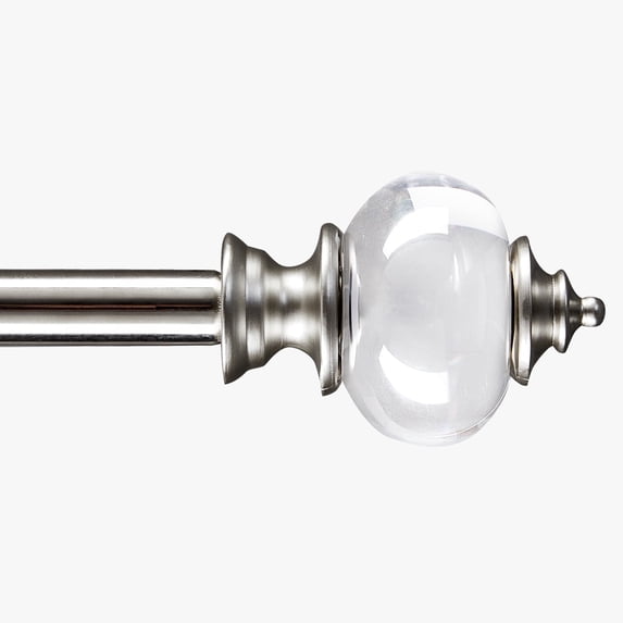Deconovo Decorative Curtain Rod with Clear Acrylic Finial, Silver, 30-48 Inch, Stainless Steel Adjustable Window Treatment Rod