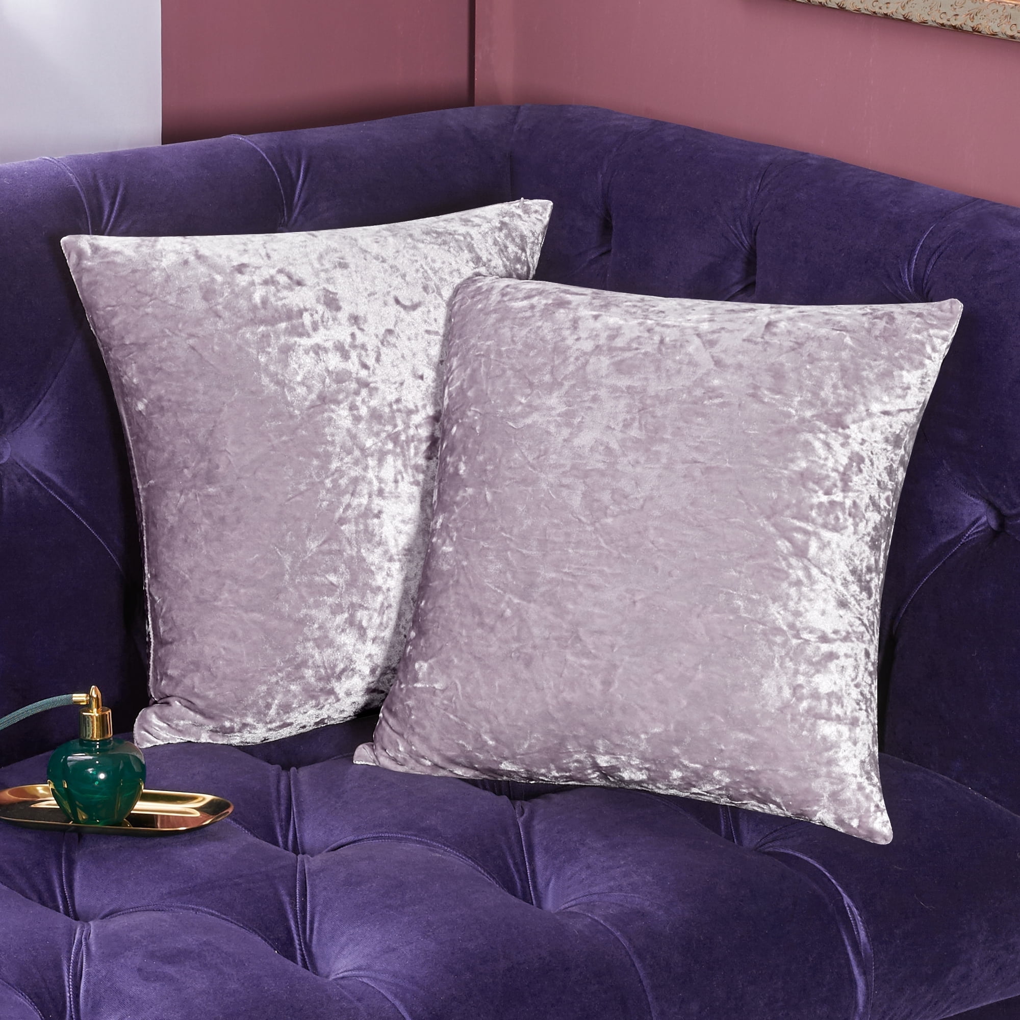 Mauve crushed velvet cushions best sale