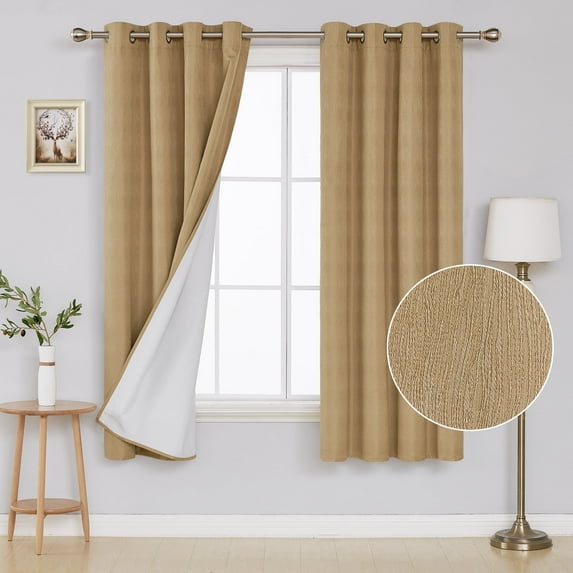 Deconovo Blackout Curtains Thermal Grommet Panels for Bedroom Living Room, 52 x 63 Inch, Champagne, 2 Panels