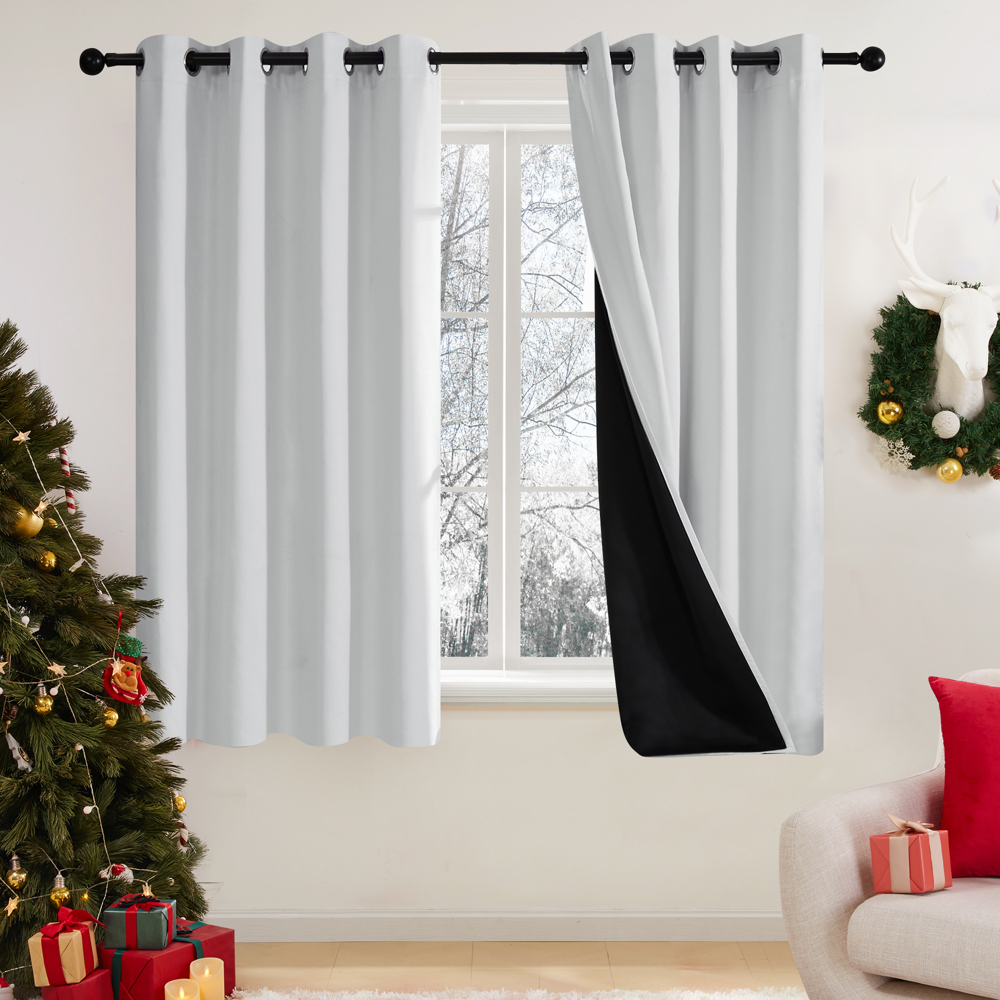 Deconovo Khaki Blackout Curtains Rod Pocket Curtain Panels Thermal