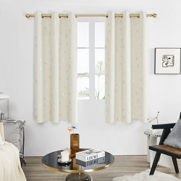 Deconovo Thermal Insulated Blackout Curtains, Constellation Pattern Foil Printed Grommet Curtains, Room Darkening Curtains for Kitchen (42 x 54 Inch, 2 Panels, Light Beige)