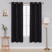 ZOPZO Room Darkening Curtains Noise Reducing, 2 Panels, Black, 42W x 63L Inch, Energy Saving Thermal Insulated Blackout Drapes for Bedroom