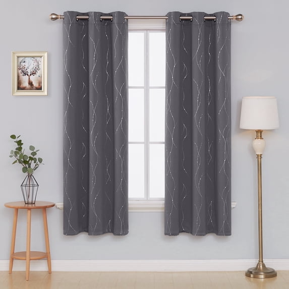 ZOPZO Room Darkening Curtains, Noise Reducing, 2 Panels, Dark Gray, 42W x 63L Inch, Energy Saving, Thermal Insulated Blackout Drapes