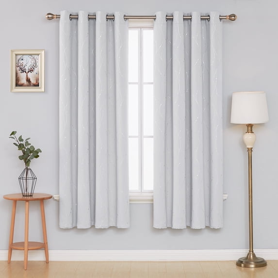 Deconovo Blackout Curtains, Energy Saving, 2 Panels, Grayish White, 52W x 63L Inch, Noise Reducing, Thermal Insulated With Wave Line and Dots