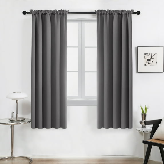 Deconovo Thermal Insulated Blackout Curtains Rod Pocket Window Drapes for Bedroom, Set of 2, 42 x 54 inch, Light Gray