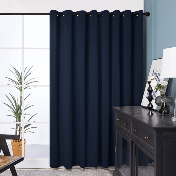 Deconovo Thermal Insulated Blackout Curtains for Sliding Glass Doors - 100W x 95L Wide Grommet Energy Efficient Drapes for Hotel (Navy Blue, 1 Panel)