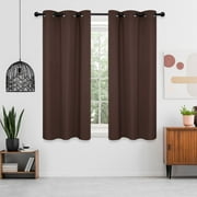 Deconovo Short Blackout Curtains for Kitchen Windows Pack of 2, Grommet Thermal Insulated Curtain Panels, Chocolate, 42"x45"