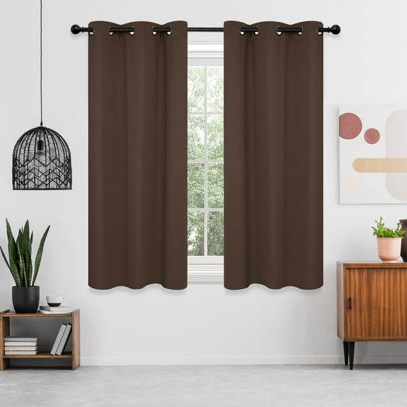 Deconovo Thermal Insulated Curtains 2 Panels Grommet Blackout Curtains for Kitchen (Brown, 42" x 45")
