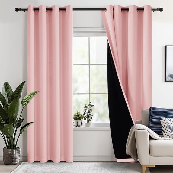 Deconovo Total Blackout Curtains for Living Room, Thermal Insulated, 2 Panels, 52"x72", Crystal Pink