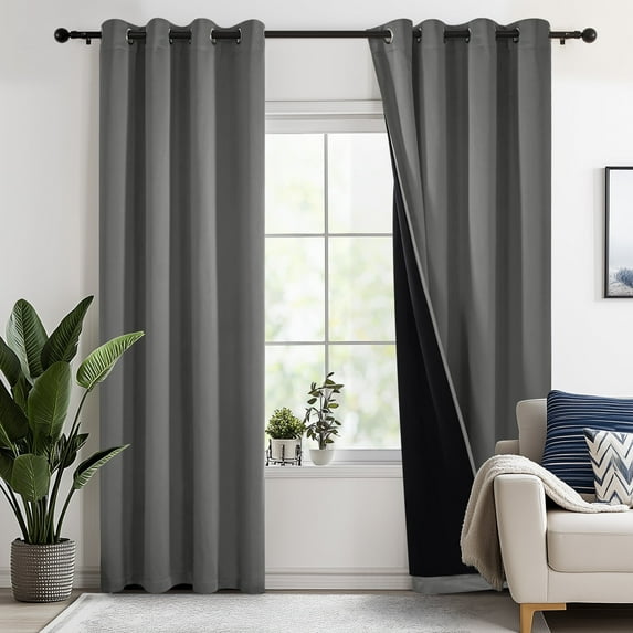Deconovo Total Blackout Curtains for Living Room, Thermal Insulated, 2 Panels, 52"x72", Dark Gray
