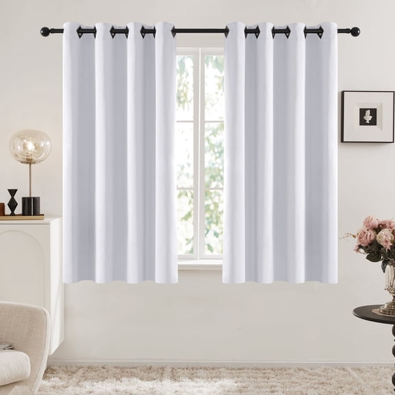 Deconovo Thermal Insulated Grommet Blackout Curtains, 2 Solid Curtain Panels for Bedroom, 52"x54", Light Silver Gray
