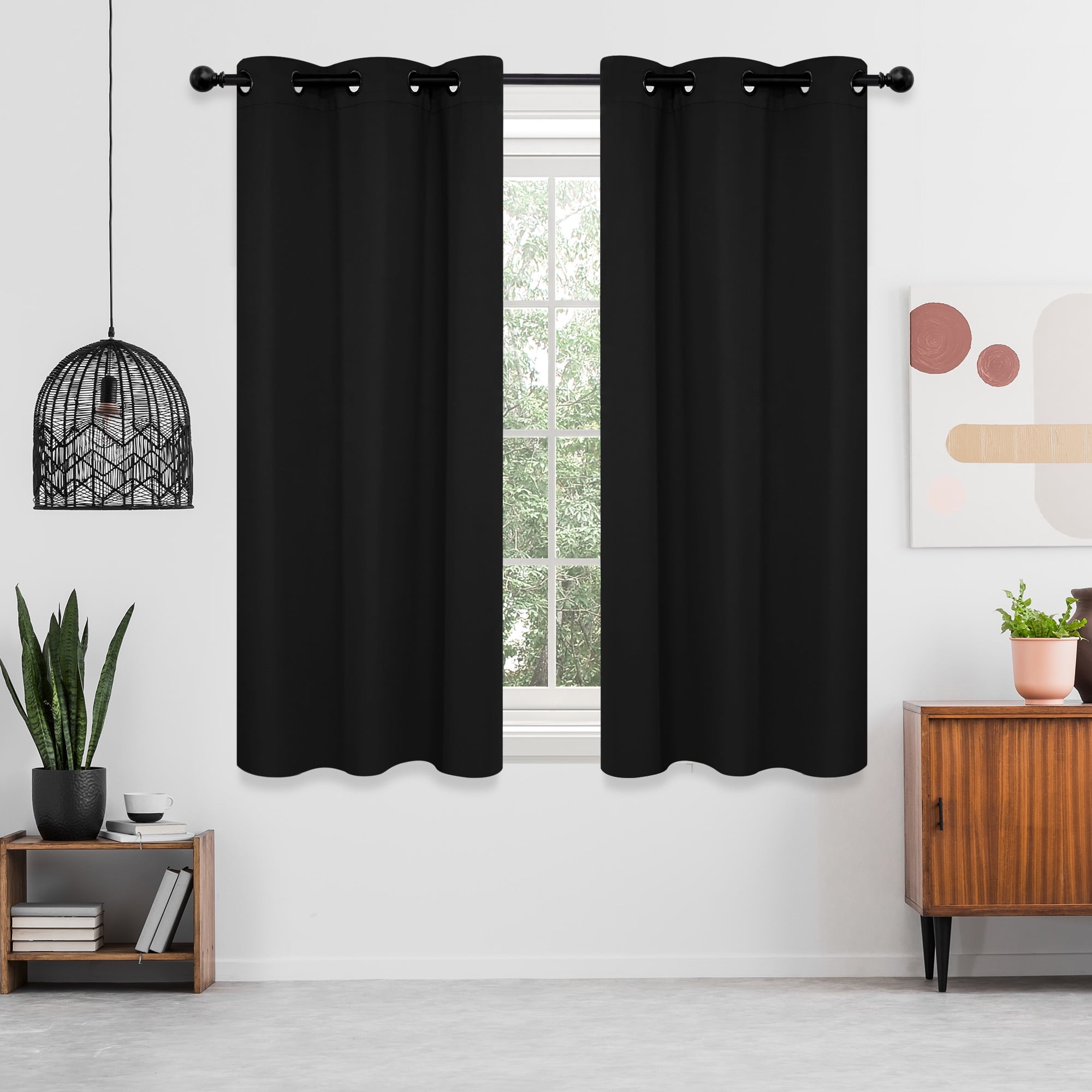 Deconovo Black Grommet Thermal Insulated Blackout Curtains for Bedroom, 42"x63", Set of 2 Panels