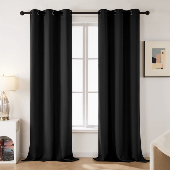 Deconovo Thermal Insulated Black Out Window Curtains for Bedroom (Black, 42"x84", Pack of 2 Panels)