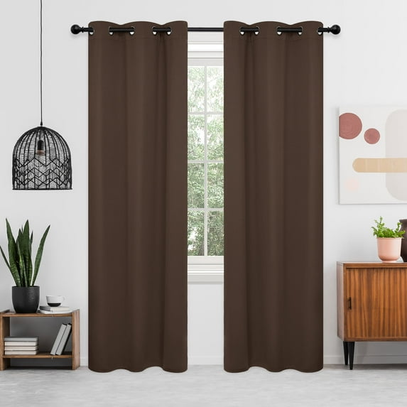 Deconovo Thermal Insulated Solid Blackout Window Curtains for Living Room (Brown, 42" x 84", 2 Panels)
