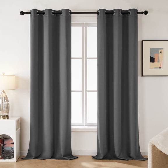 Deconovo Thermal Insulated Noise Reducing Solid Blackout Curtains for Living Room (Dark Gray, 42"x84", 2 Panels)