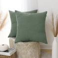 thumbnail image 1 of Deconovo Throw Pillow Cover Burlap Faux Linen Pillow Sham Decorative Cushion Cover for Couch 22 x 22 inch Grayish Green Set of 2, 1 of 4