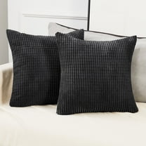 Deconovo Throw Pillow Covers with Corn Texture, Set of 2 Striped Corduroy Cushion Covers for Bedroom Living Room, 16x16 inch, Dark Gray, Set of 2