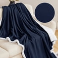 thumbnail image 1 of Deconovo Christmas Sherpa Plush Throw Blanket, Soft Warm Cozy Blanket for Couch Sofa Bed, Machine Washable Decorative Holiday Gift, 50"x60", Navy Blue, 1 of 8