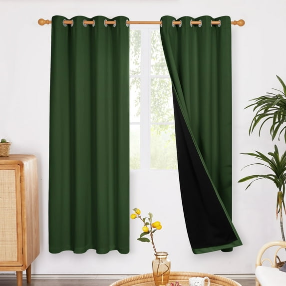 ZOPZO 100% Blackout Curtains, Energy Saving, Green, 52W x 63L Inch, Thermal Insulated Noise Reducing Window Drapes for Bedroom, 2 Panels