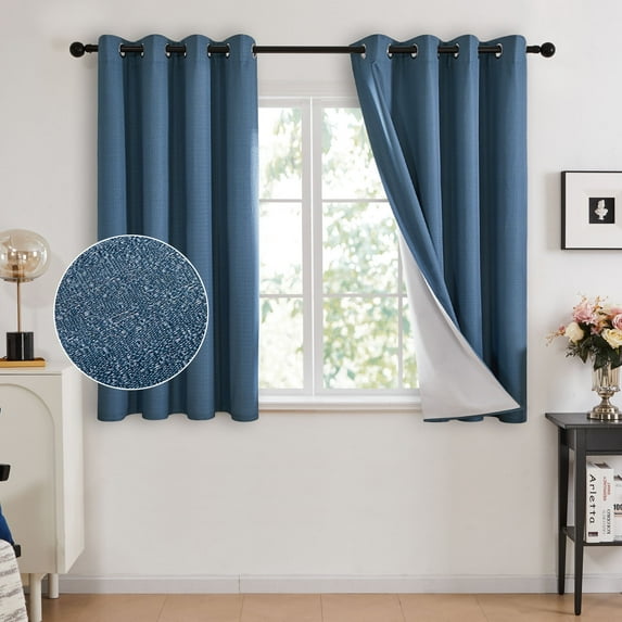 Deconovo Total Blackout Curtains, Lightweight Drapes for Living Room, Blue, 52 x 54 Inch, 2 Panels