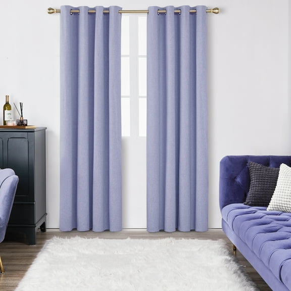 Deconovo Total Blackout Curtains Pair 108 inches Long, 2 Panels Thermal Insulated Grommet Curtains, 100% Sun Blocking Curtains Linen Textured for Bedroom(Light Purple, 52 x 108 inch, 2 Panels)