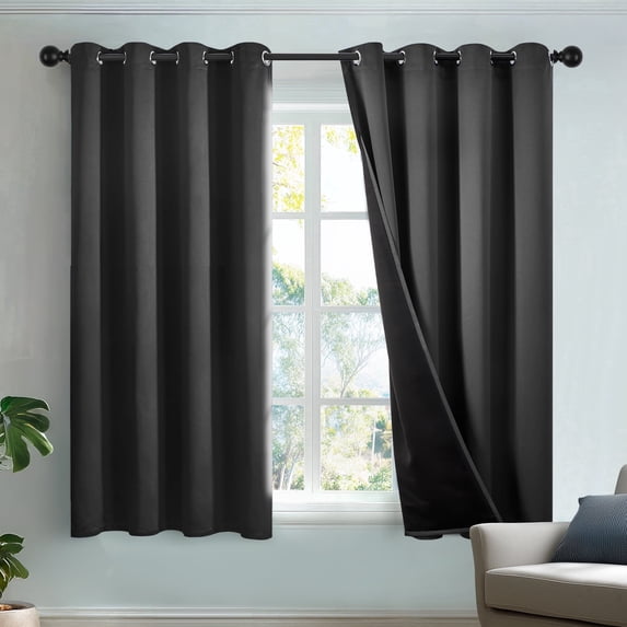 Deconovo Total Blackout Curtains for Bedroom and Living Room, 2 Panels with 8 Grommets, Thermal Insulated, 52"x63", Dark Gray
