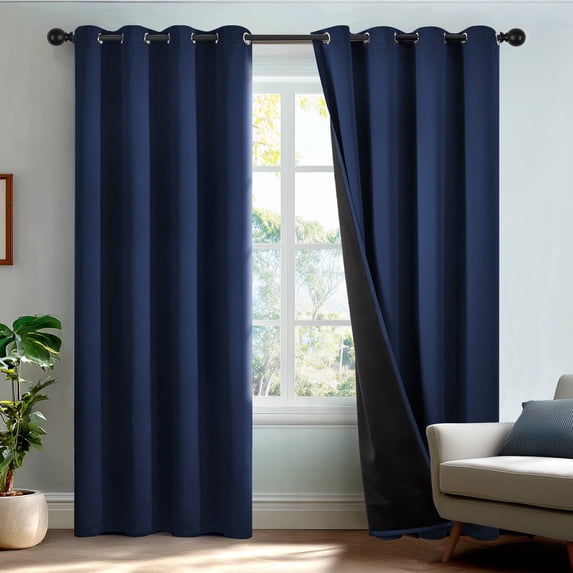 Deconovo Total Blackout Curtains for Kids Room and Living Room, 2 Panels with 8 Grommets, Thermal Insulated, 52"x84", Navy Blue
