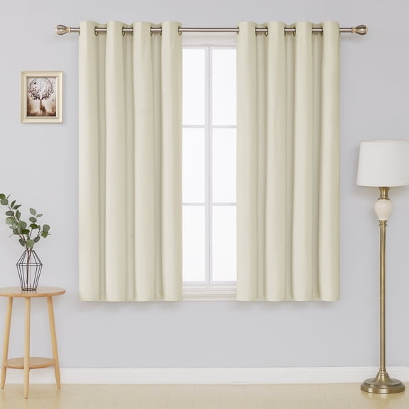 Deconovo Blackout Curtains for Apartment Windows, Soft Brushed Fabric Thermal Panels, 52 x 45 Inch, Beige, 2 Panels