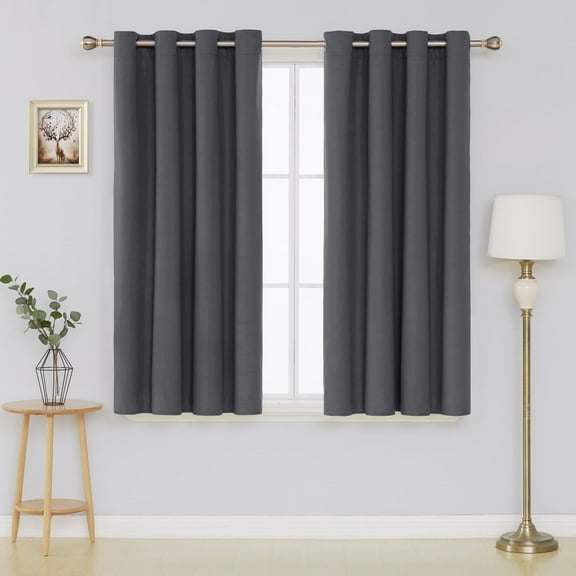 Deconovo Soft Fabric Blackout Curtains for Small Windows, Thermal Insulated Panels, 52 x 45 Inch, Dark Gray, 2 Panels