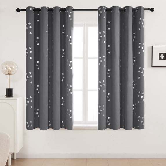 Deconovo Traditional Dark Grey Grommet Room Darkening Curtains, 52 x 63 in