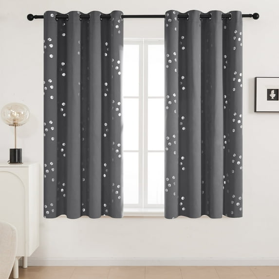 Deconovo Traditional Dark Grey Grommet Room Darkening Curtains, 52 x 63 in