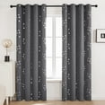 thumbnail image 1 of Deconovo Traditional Dark Grey Silvery Cube Foil Grommet Room Darkening Curtains, 52 x 84 in (2 Panels), 1 of 8