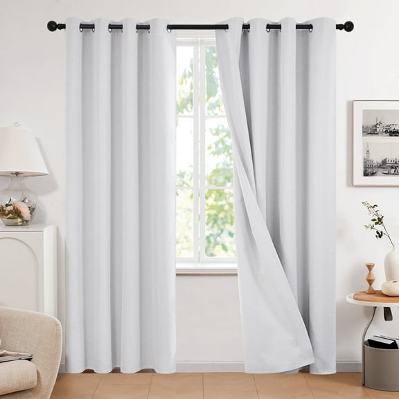 Deconovo 100% Blackout Window Curtains for Bedroom Noise Reducing Grommet Drapes for Living Room, Dark Grey, 52 x 84 in (2 Panels)