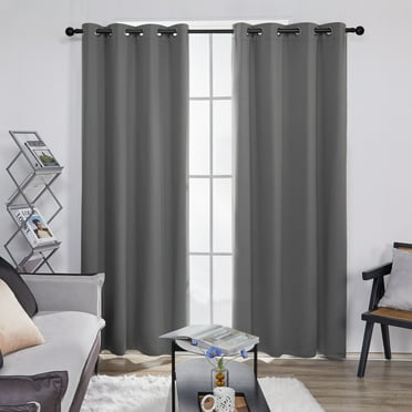 Deconovo Traditional Light Gray Solid Print Building Grommet Darkening Curtain, 52” x 84” (2 Panels)