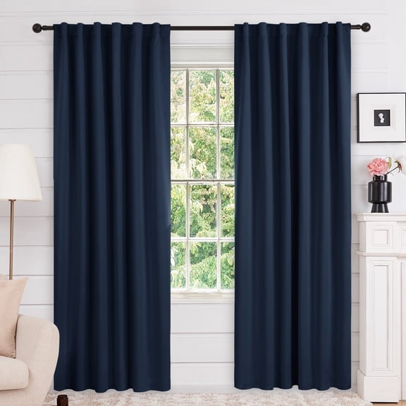 Deconovo 52"x84" Solid Blackout Curtains for Bedroom, Dark Gray, Set of 2, Back Tab Thermal Curtains