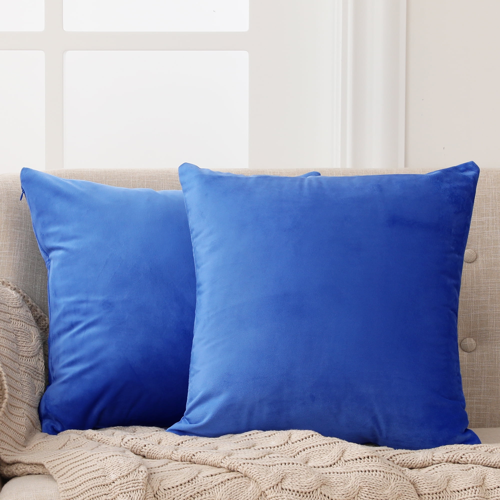 Deconovo Velvet Throw Pillow Covers for Couch Short Plush Pillow Covers