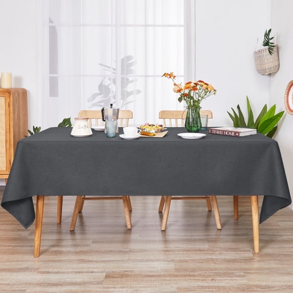 Deconovo Rectangle Tablecloth with Easy-Clean Finish, Polyester for Family Dining, 54 x 84 Inch, Dark Gray