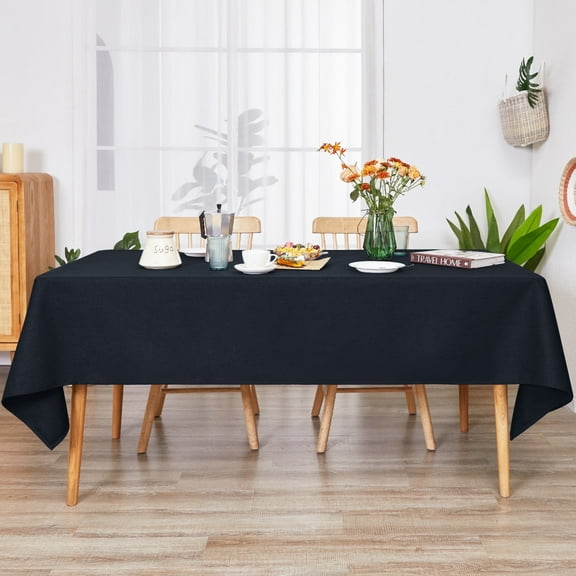 Deconovo Rectangle Tablecloth, Waterproof Solid Color Table Cover with Rolled Sides for Dining Room and Party Decor, 54"x84", Dark Mocha