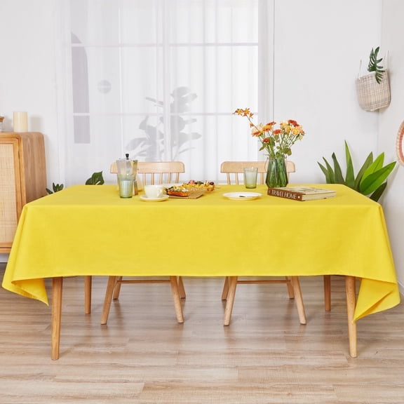 Deconovo Waterproof Square Tablecloth, Easy-Clean Polyester Table Cover, 54 x 54 Inch, Gold