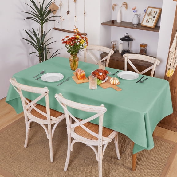 Deconovo Easy-Care Square Tablecloth, Water-Resistant Polyester Table Cover, 54 x 54 Inch, Mint Green