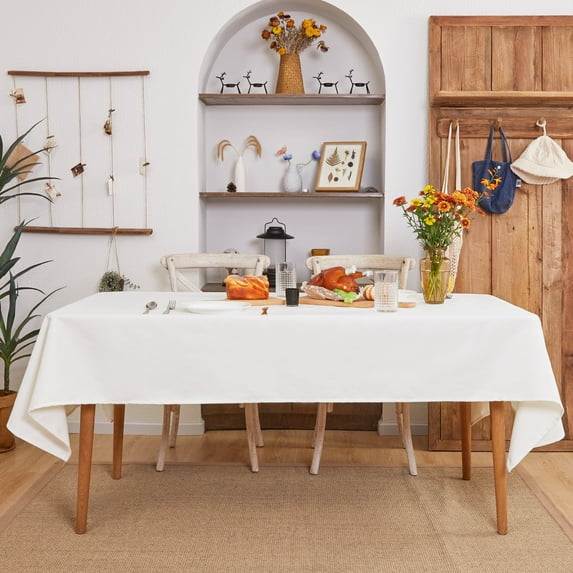 Deconovo Waterproof Square Tablecloth with Roll Side for Dining Room 54x54 Inch White