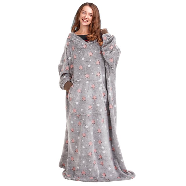 Deconovo Wearable Blankets Long Velveteen Blanket Sweatshirt with