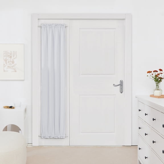 Deconovo White Blackout French Door Curtains, Rod Pocket with Tieback, 25x72 in, 1 Panel