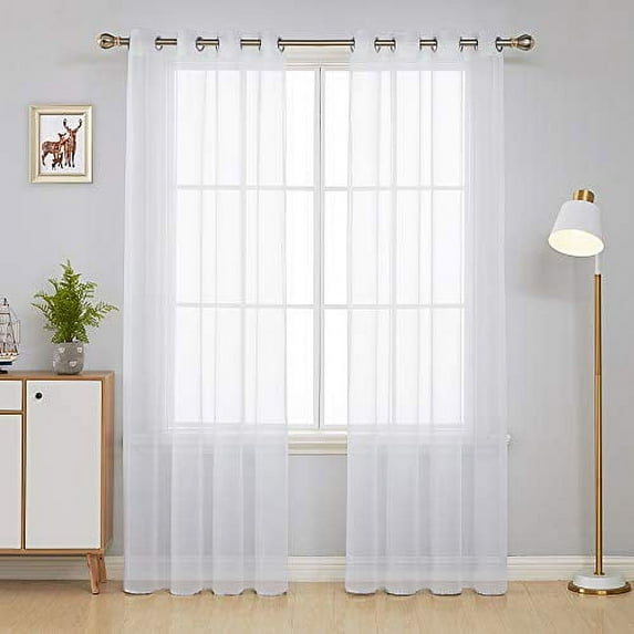 Deconovo White Sheer Curtains 72 inch Length Grommet Voile Drape Curtains for Living Room 2 Panels 52x72 inch