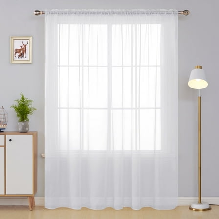 Deconovo Extra Wide Sheer Curtains for Patio Door, Rod Pocket Voile Panel, 100 x 84 Inch, White, 1 Panel